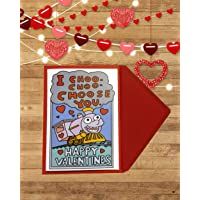 Tarjeta de felicitación de San Valentín con texto «I Choo Choo you Valentine»- para novio- novia- marido o esposa
